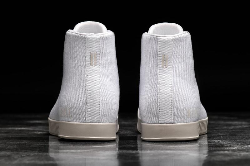 White Nobull High-Top Ivory Canvas Men's Trainers | CA N1455W